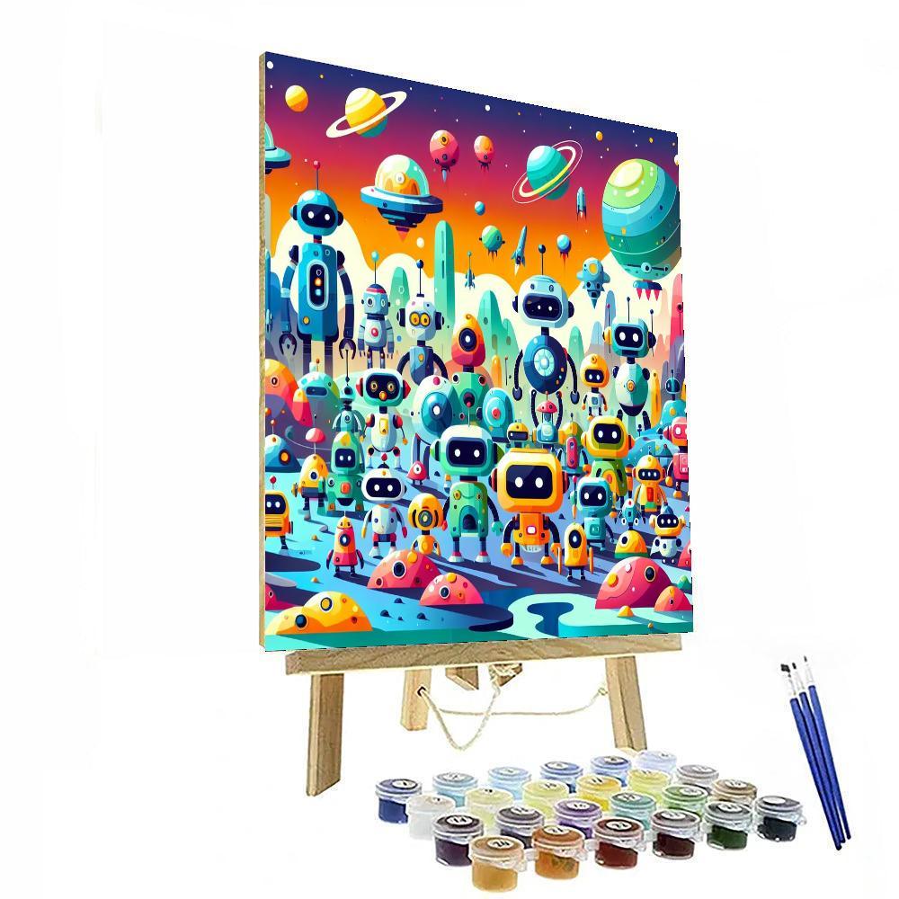 Robot Planet Invasion Numbered Painting Kits