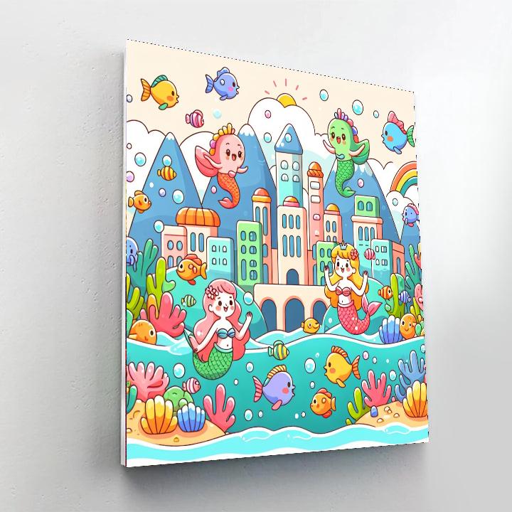 Charming Underwater City Paint By Numbers Art