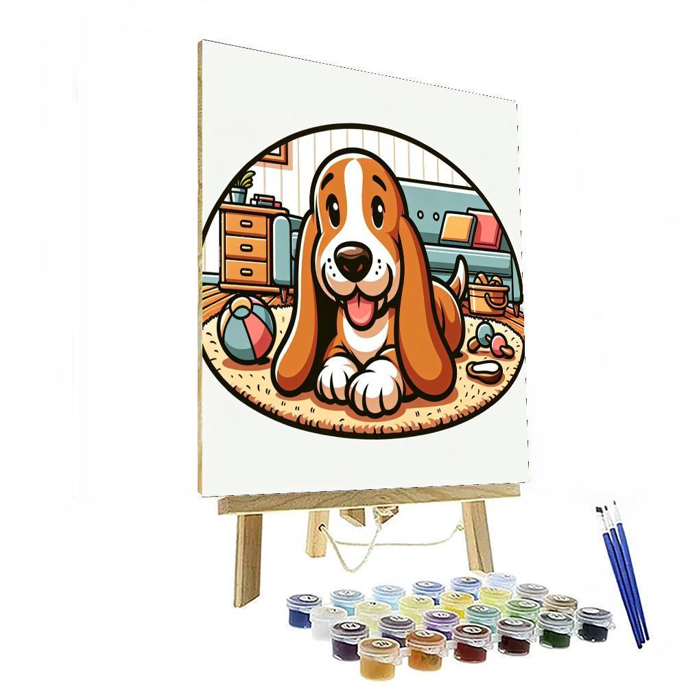 Bubbly Basset Hound Paint By Numbers Art