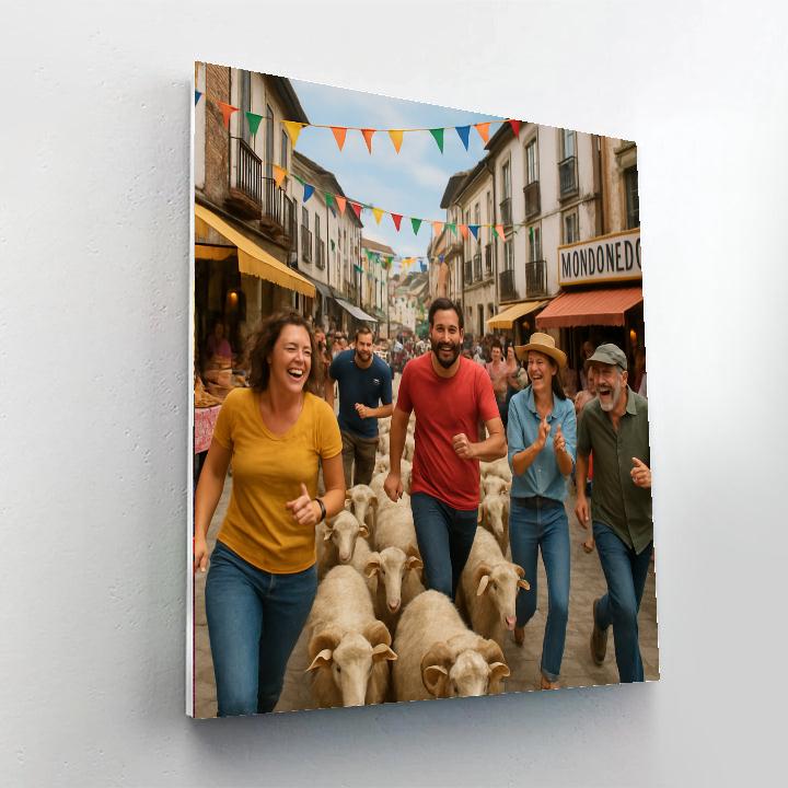 Running Of The Sheep - Spain Paint By Numbers Art