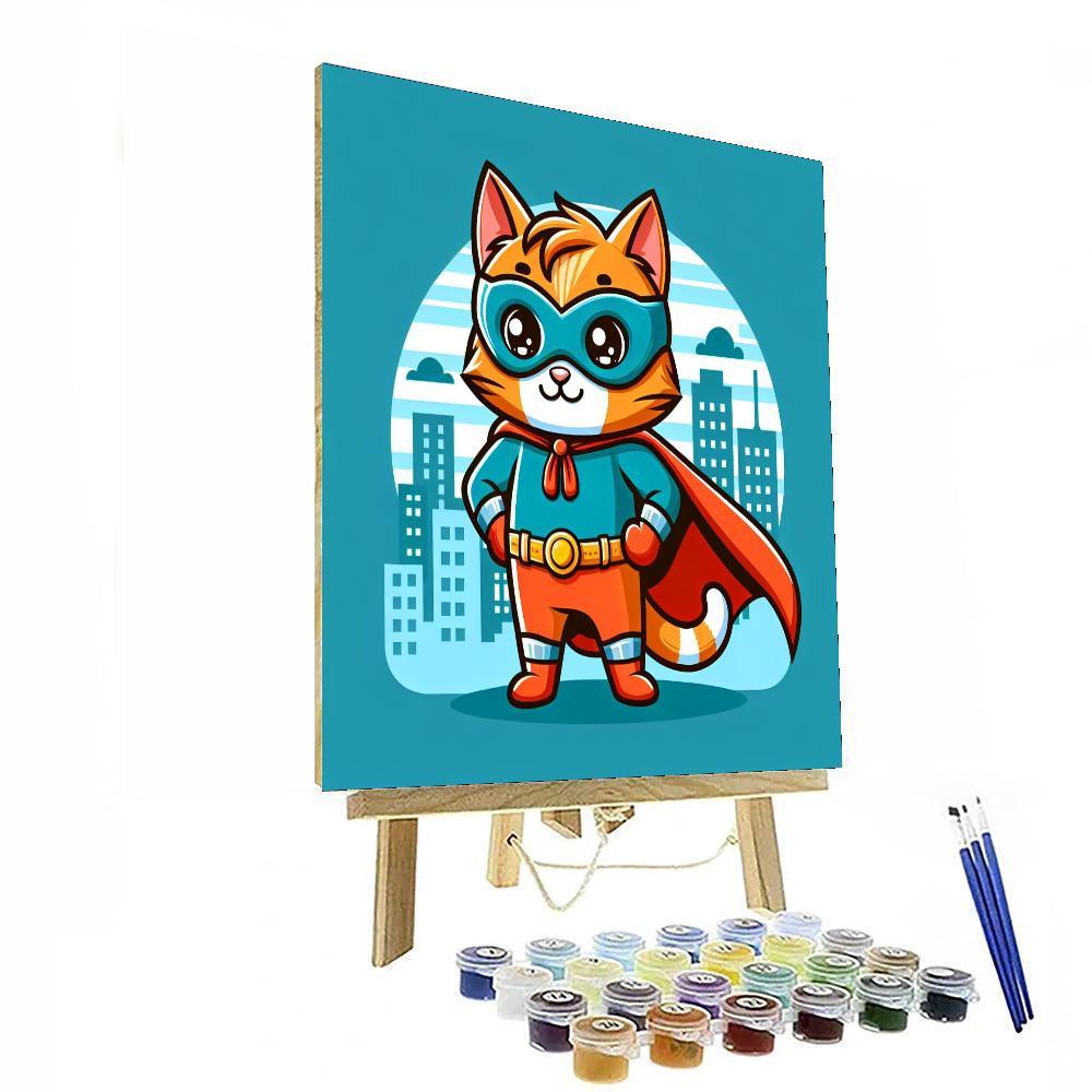 Creative Superhero Cat Number Painting
