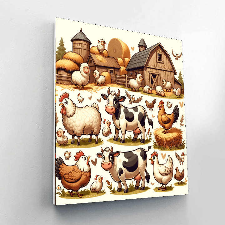 Whimsical Farmyard Friends Paint By Number