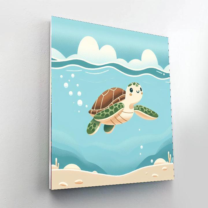Shimmering Sea Turtle Sojourn Number Painting