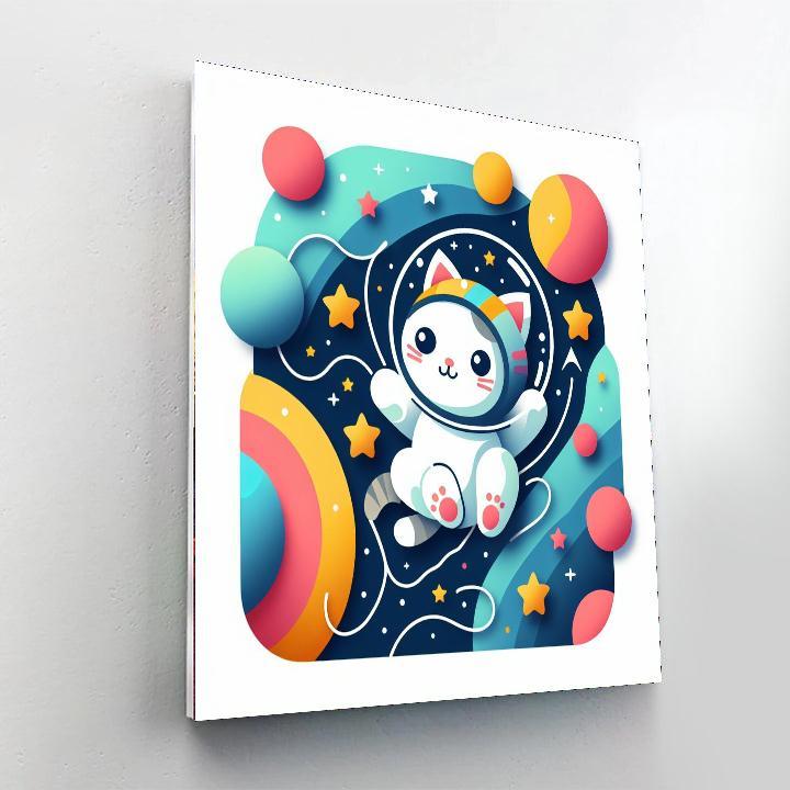 Brave Astronaut Kitty Painting By Numbers Kit