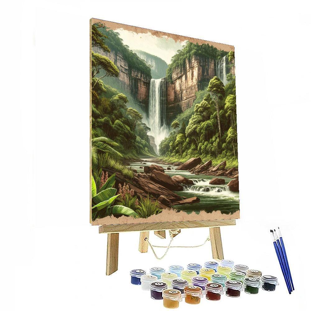 Majestic Waterfall Vista Paint By Numbers Art
