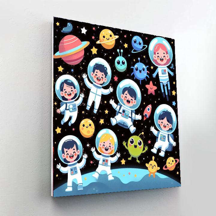 Cheerful Space Explorers Paint By Numbers Art