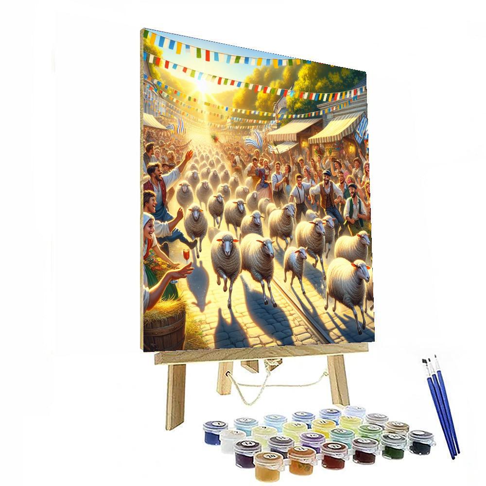 Running Of The Sheep - New Zealand Paint By Numbers