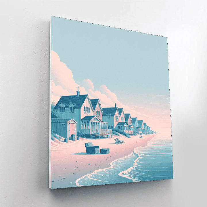 Charming Beachside Cottages Number Painting