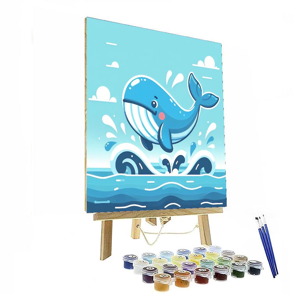 Friendly Whale Splash Number Painting