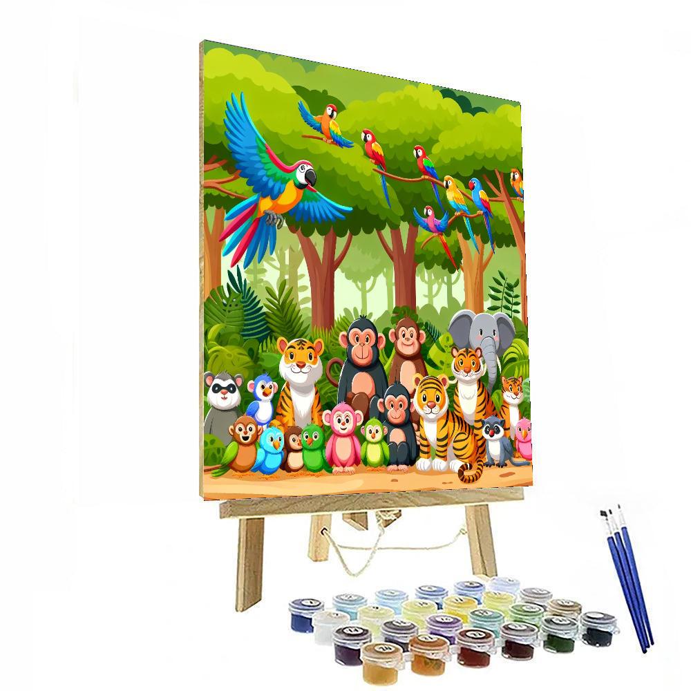 Jungle Friends Gathering Paint By Color