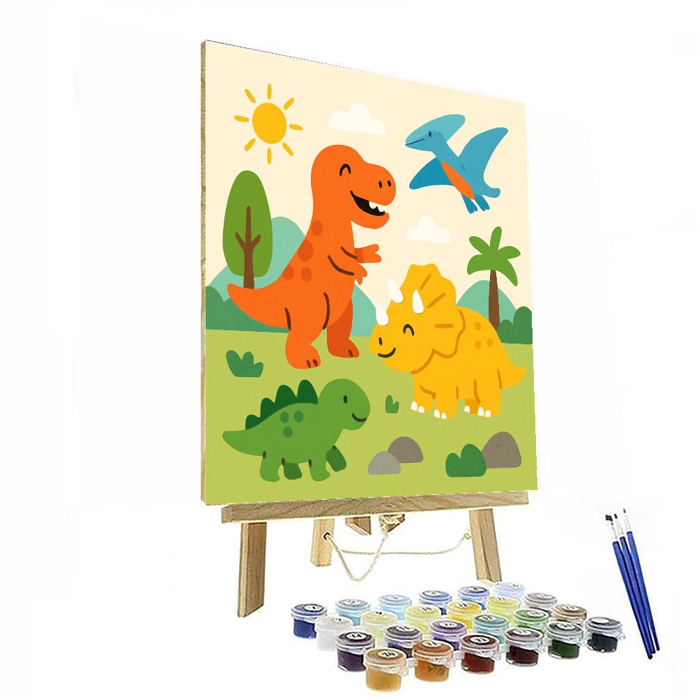 Time Traveling Dinosaurs Painting By Numbers Kit