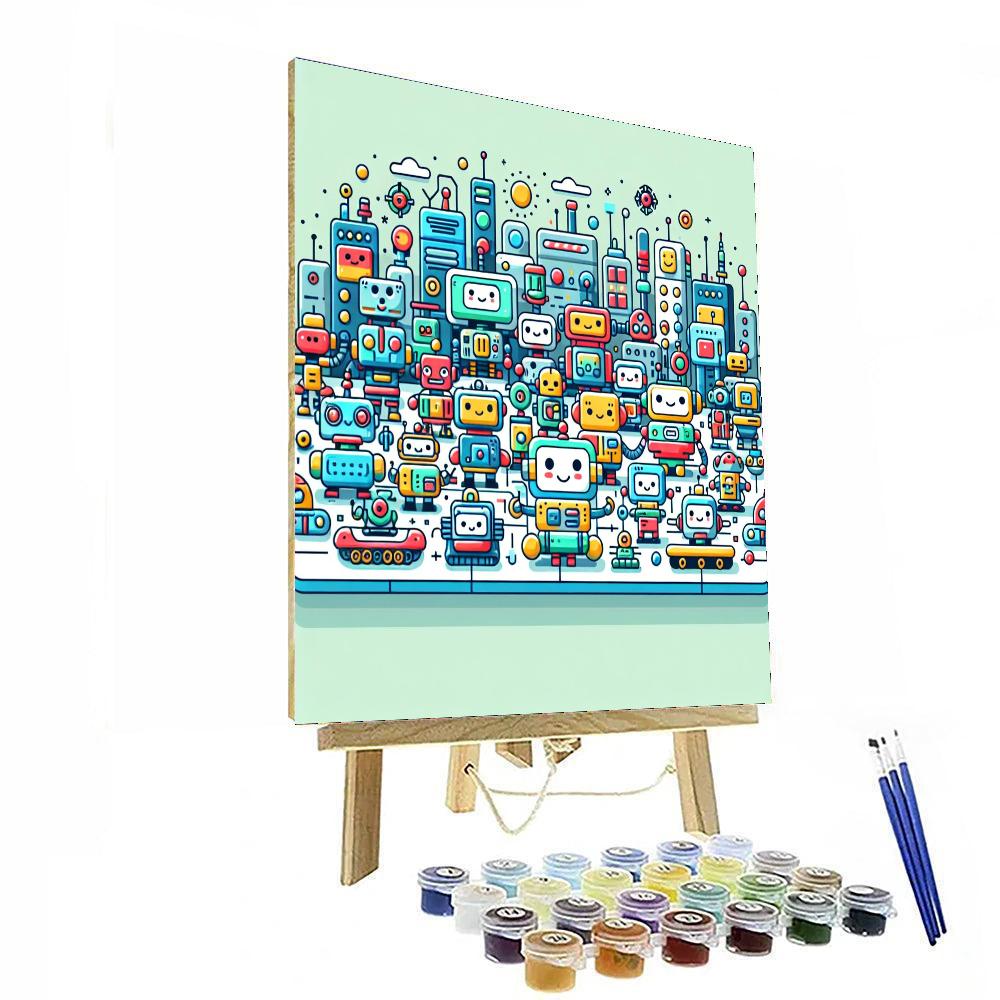 Colorful Robot World Number Painting