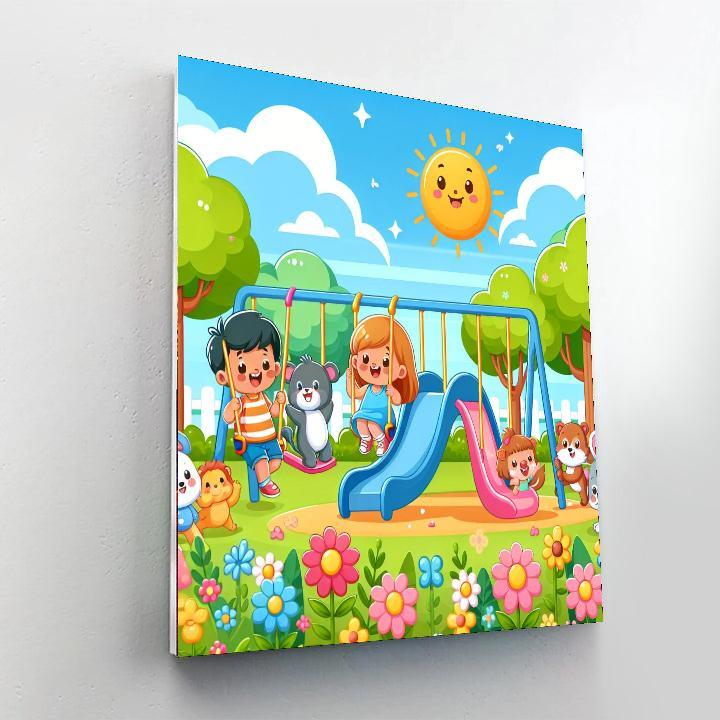 Cuddly Creatures' Playground Paint By Numbers Art