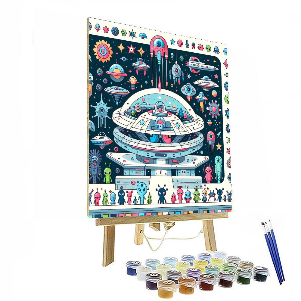 Alien Space Station Number Painting