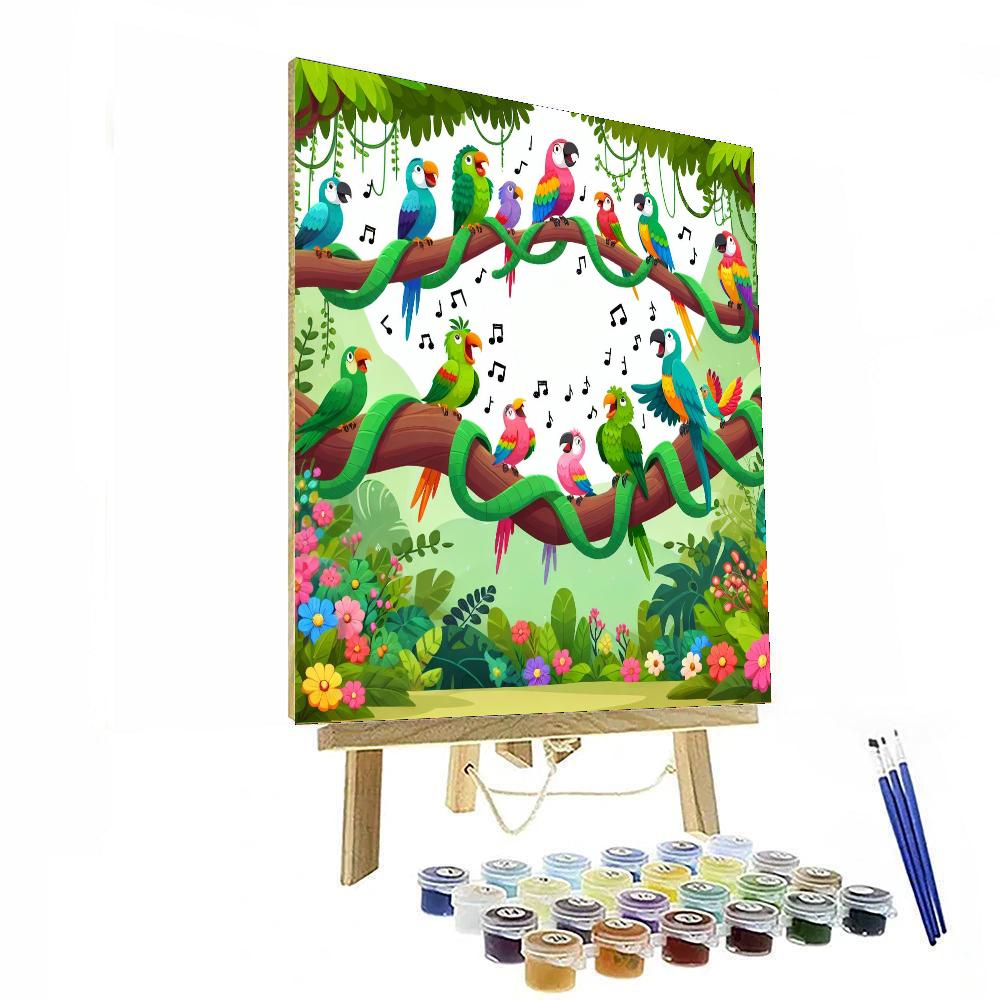 Jungle Parrot Parade Number Painting