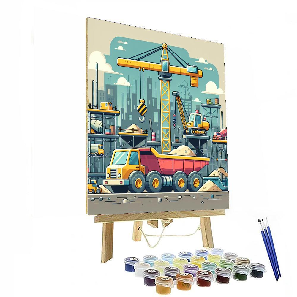 Construction Site Fun Painting Number Kit