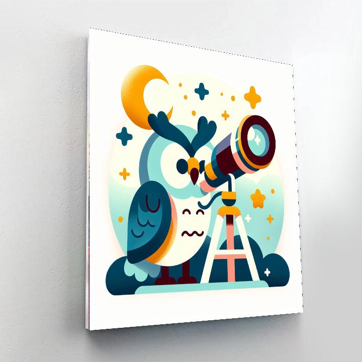 Wise Owl's Stargazing Night Paint By Numbers