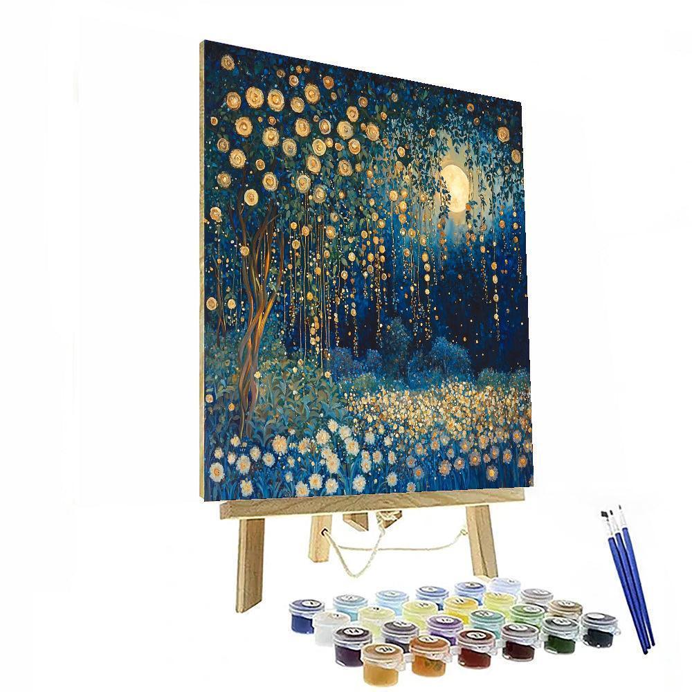Gustav Klimt Inspired Midnight Garden Serenade  Paint By Color
