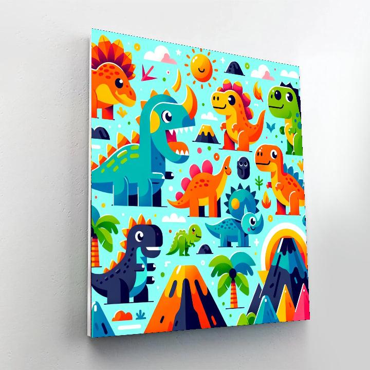 Dynamic Dinosaurs Paint By Numbers Art
