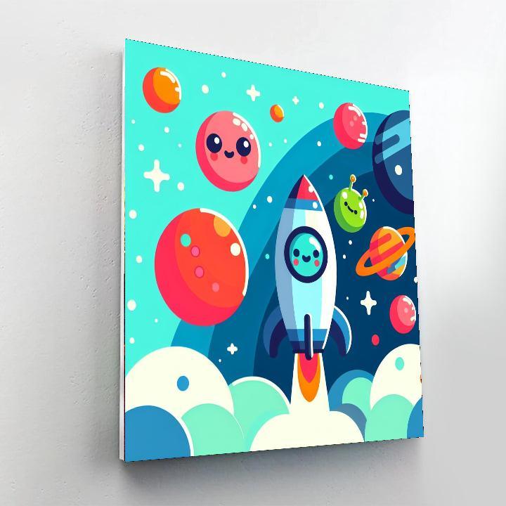 Friendly Outer Space Adventure Paint By Color