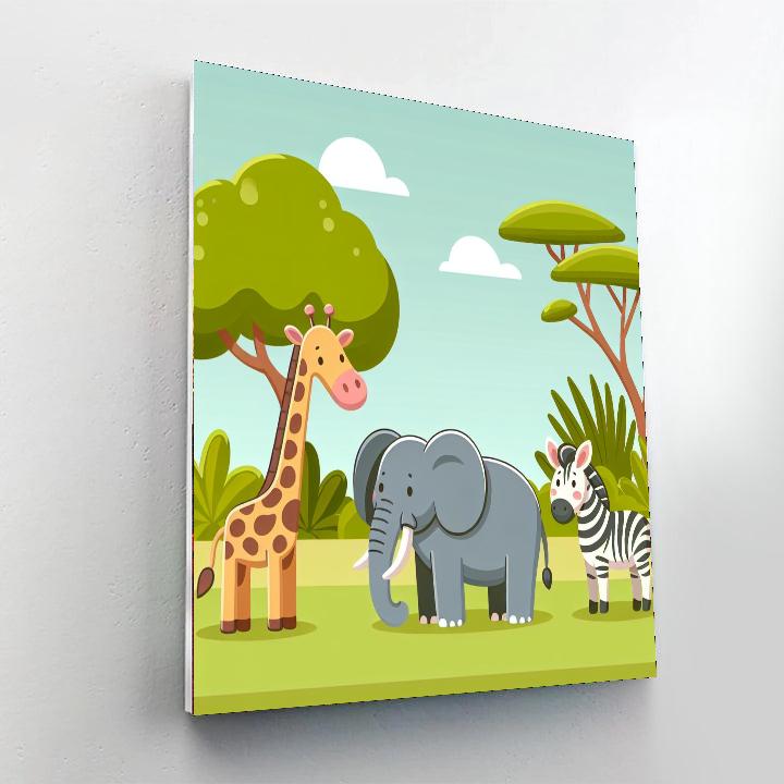 Safari Scene Paint By Numbers Art