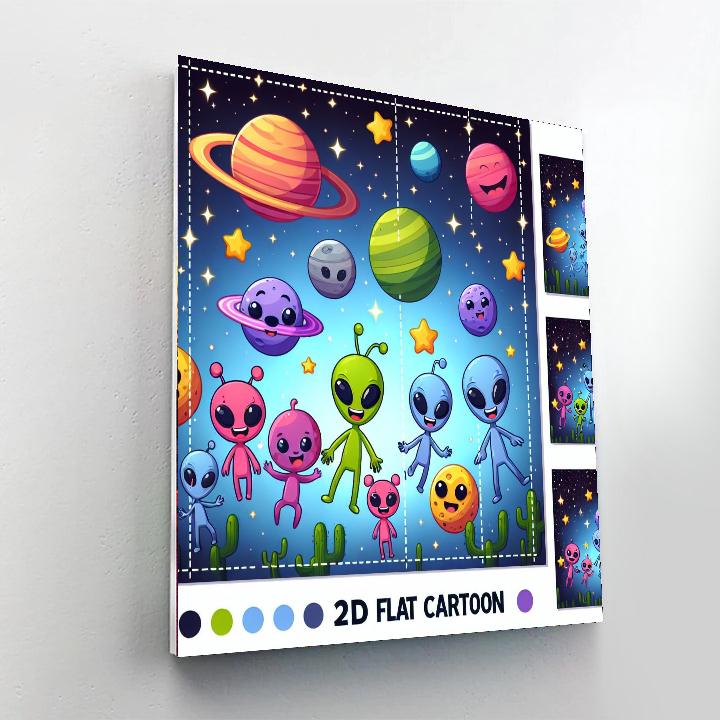 The Friendly Space Aliens DIY Paint By Numbers