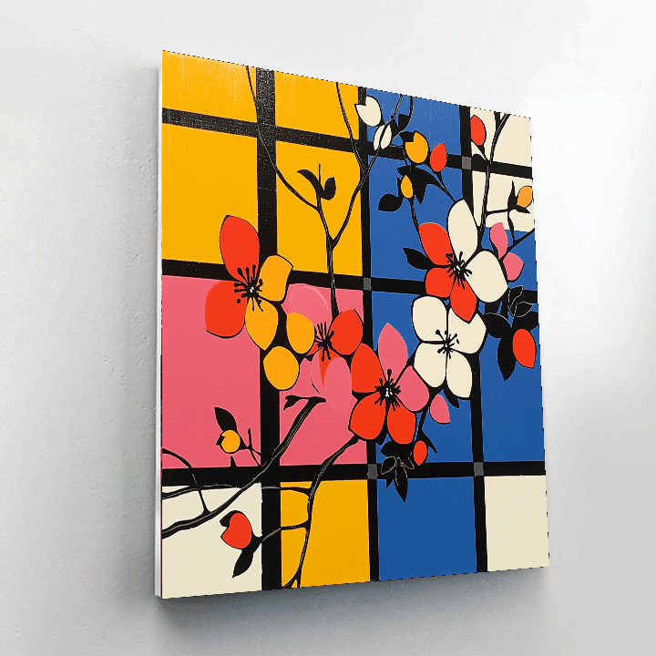 Mondrian Inspired Geometric Nature  Painting By Numbers Kit