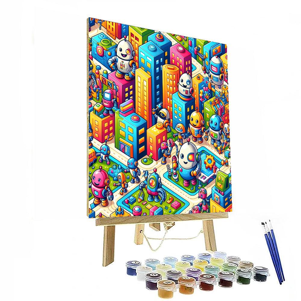 Robot City Exploration Paint By Numbers