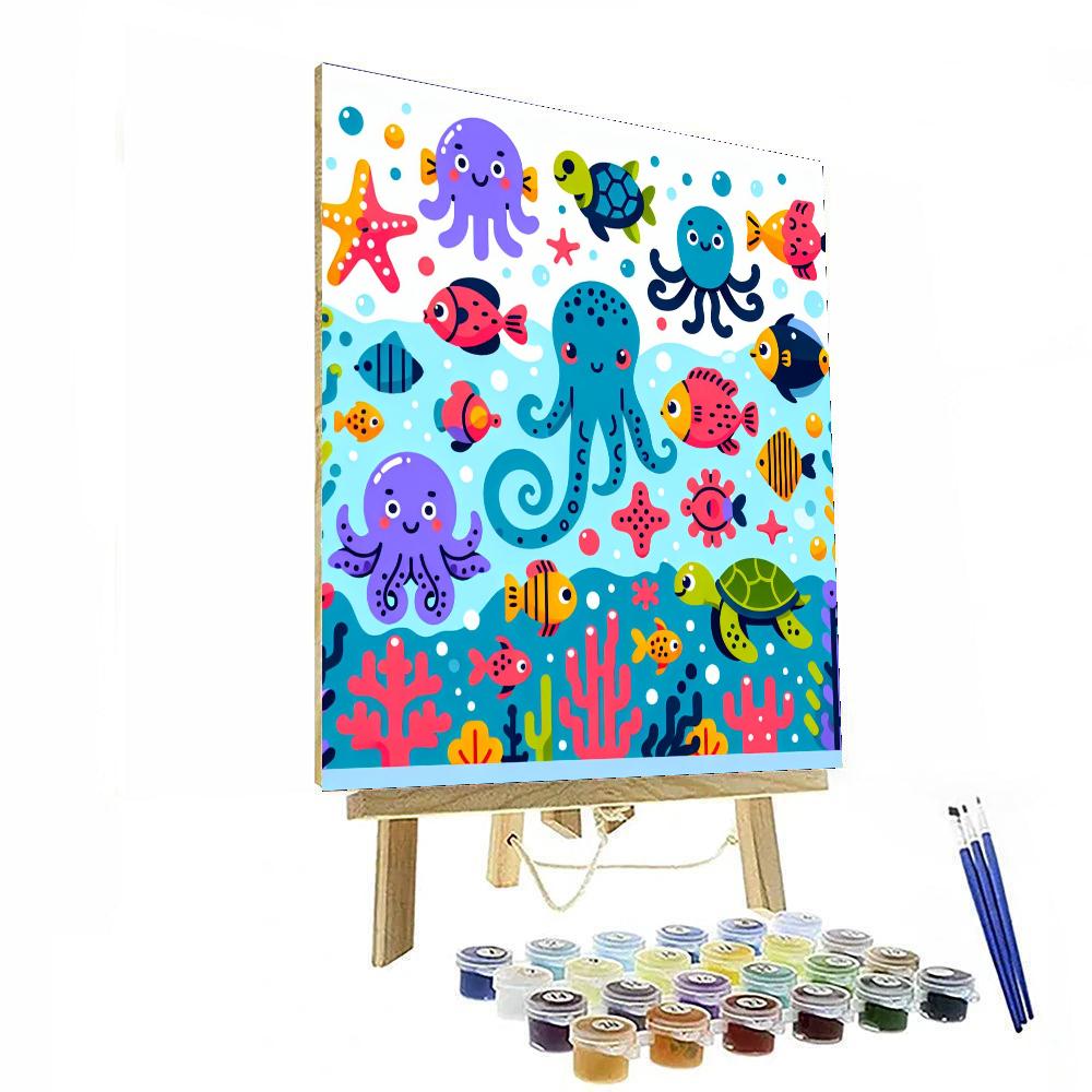 Friendly Ocean Critters Number Painting