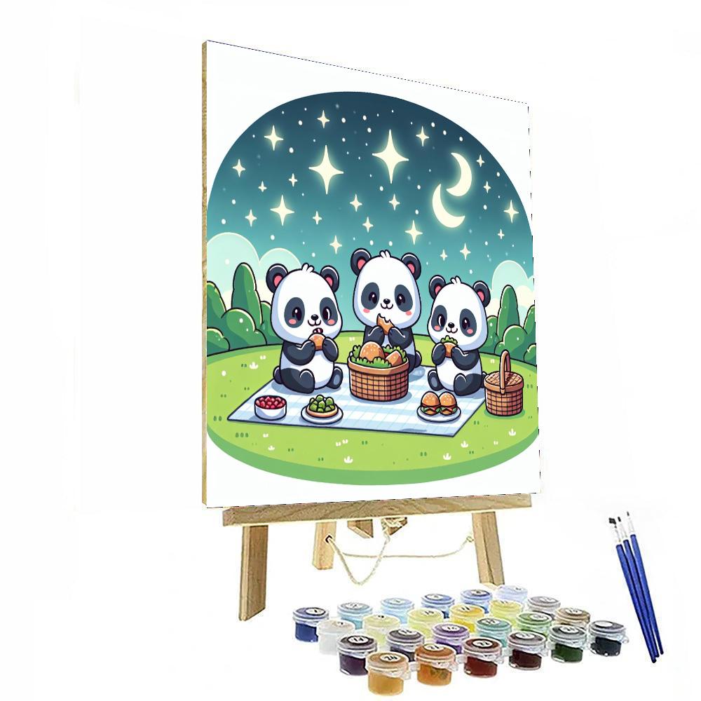 Starlit Panda Picnic Number Painting