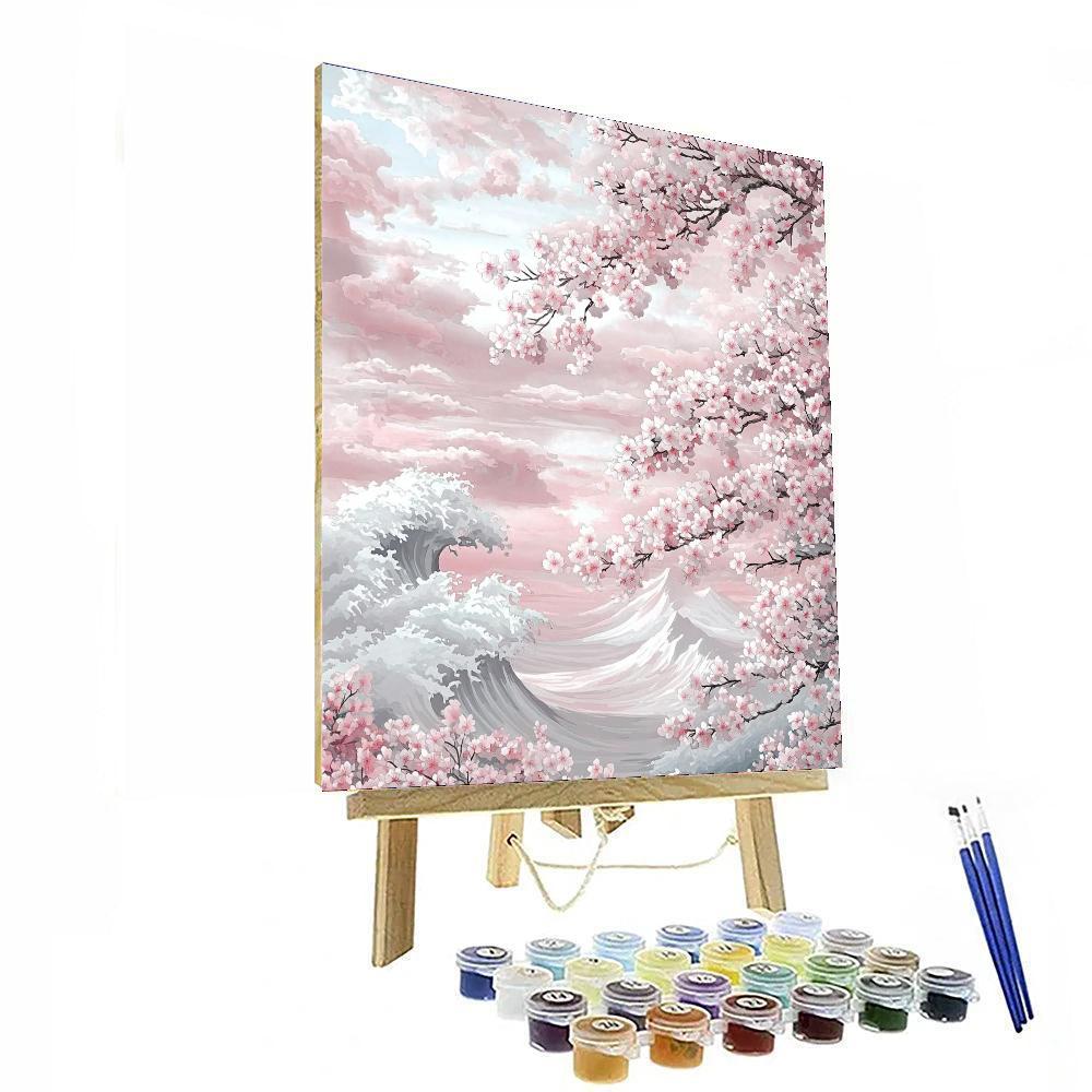 Hokusai Inspired Japanese Cherry Blossoms  Paint By Numbers