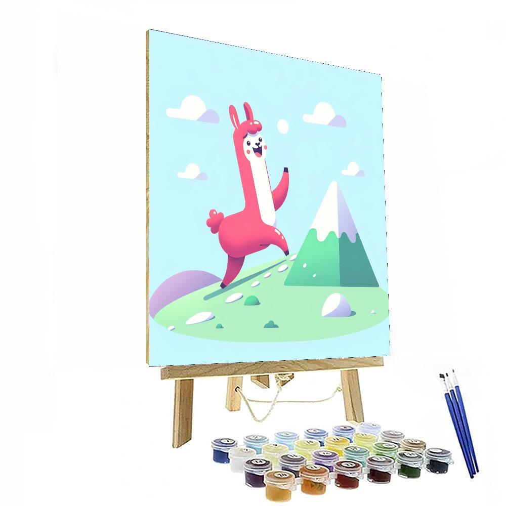 Cheery Llama's Mountain Hike Paint By Color