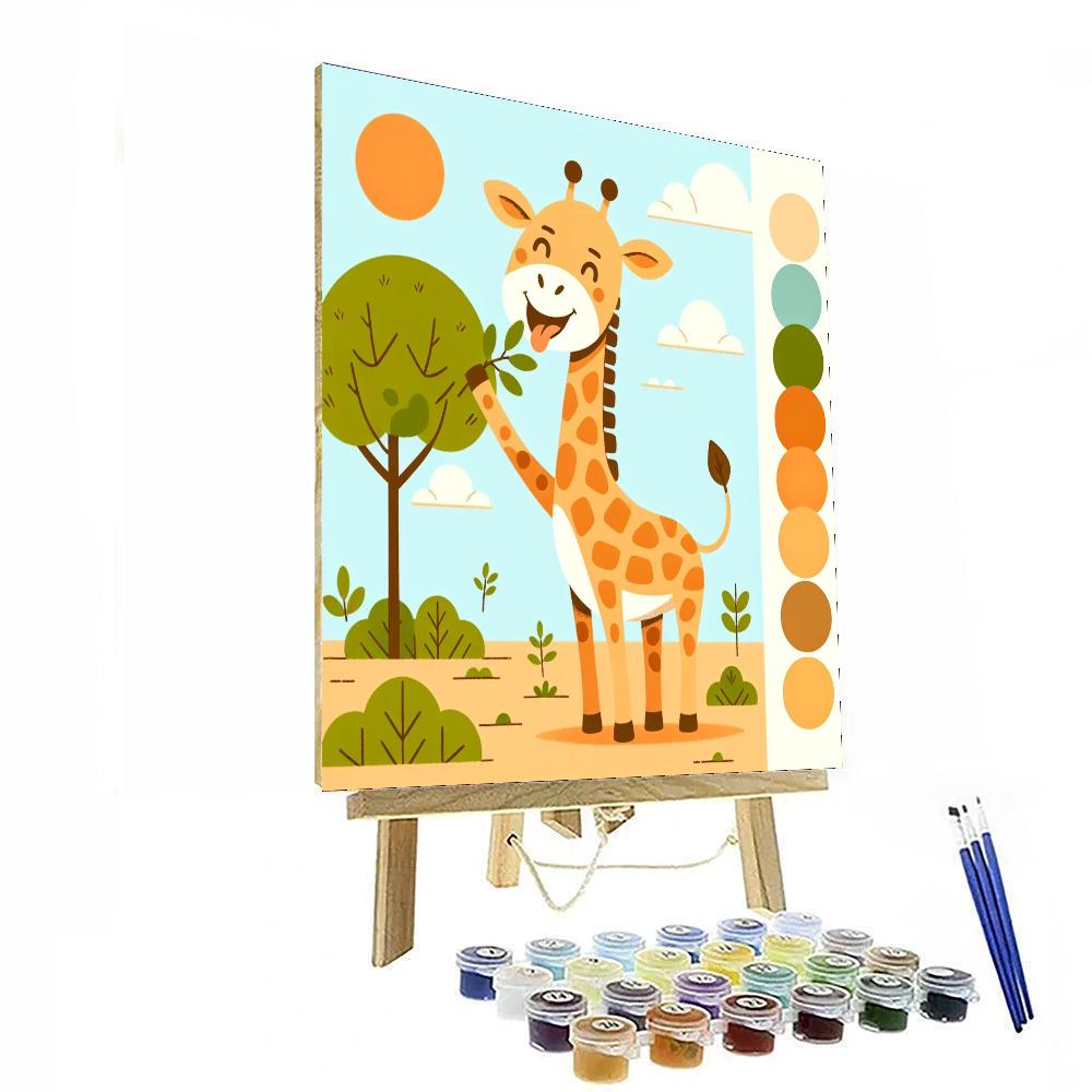 Joyful Giraffe Safari Number Painting