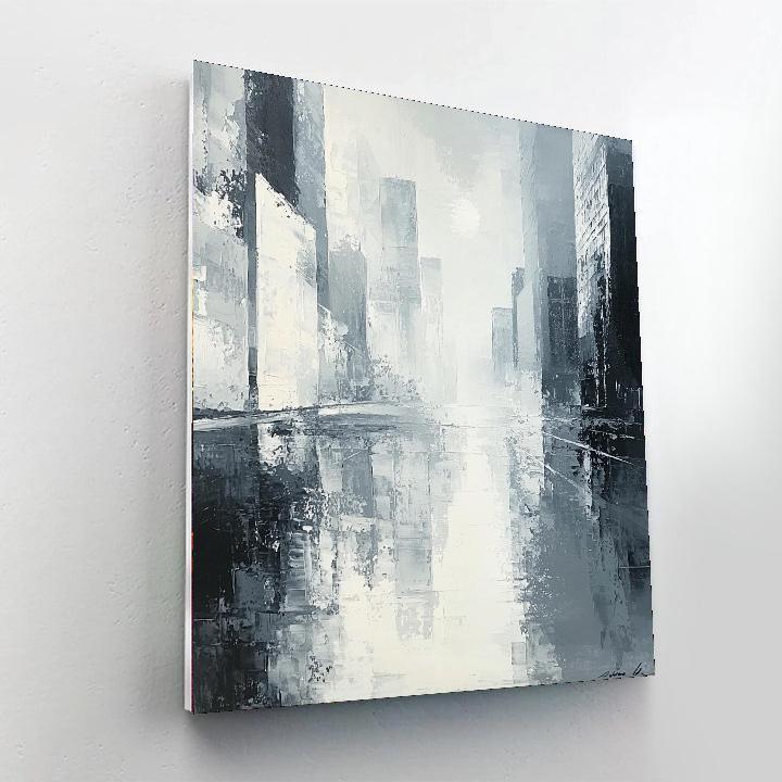 Edward Hopper Inspired Reflective Urban Landscape  Paint By Color