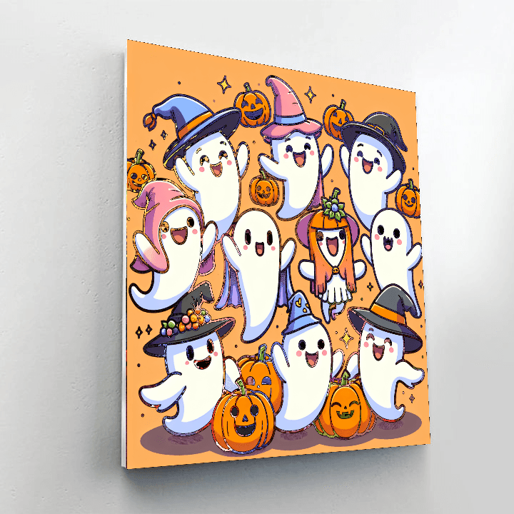 Friendly Ghosts In Costume Paint By Numbers Kits