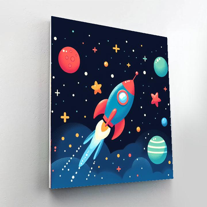 Cosmic Rocket Journey Number Painting