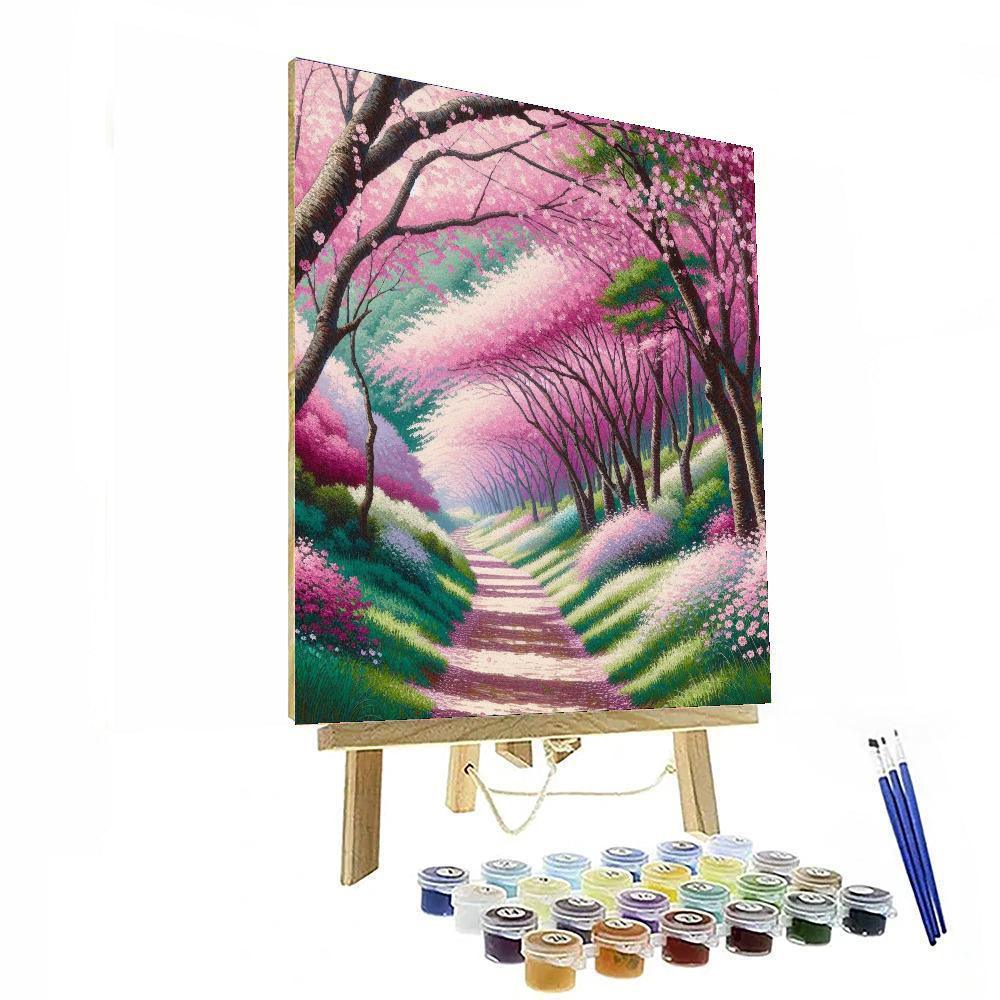 Japanese Cherry Blossom Trail Number Painting