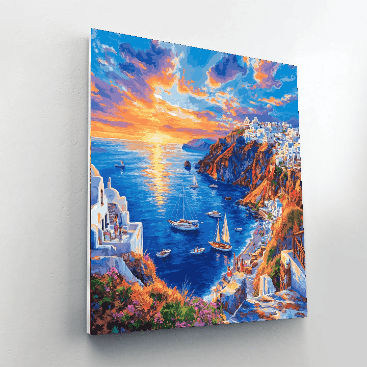 Santorini's Caldera Numbered Painting Kits