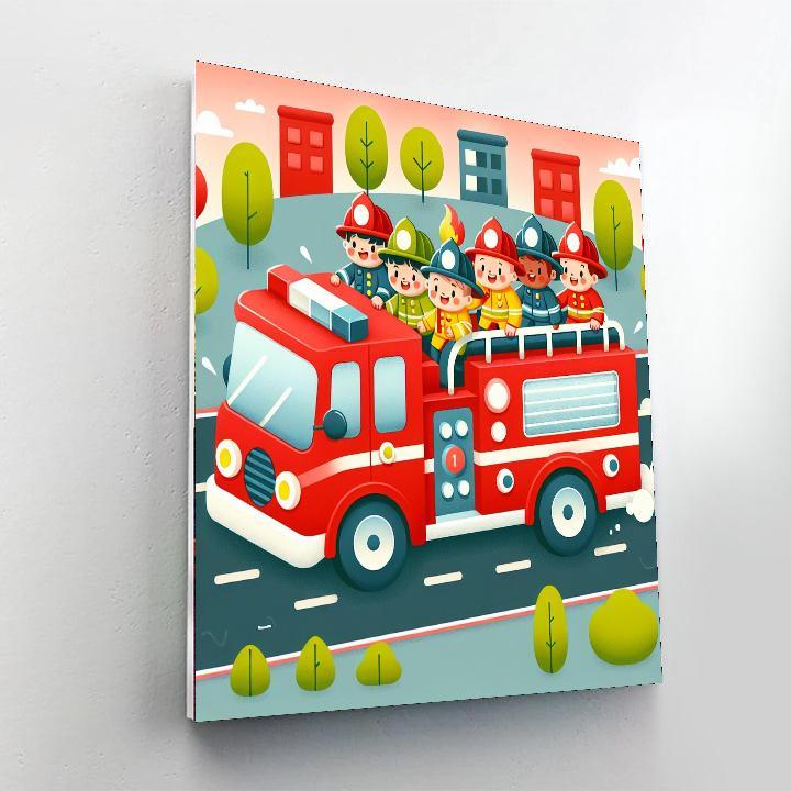 Bright Firetruck Painting By Numbers Kit