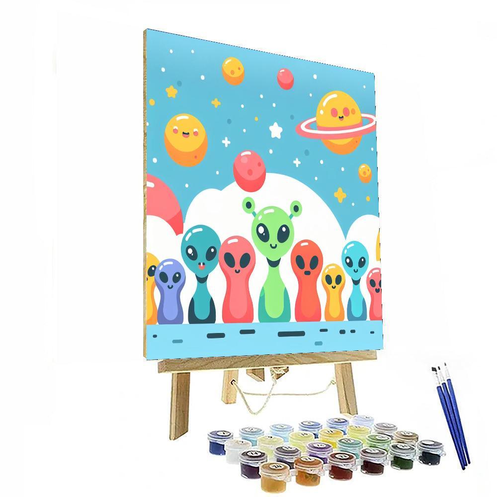 Outer Space Alien Friends Painting Number Kit