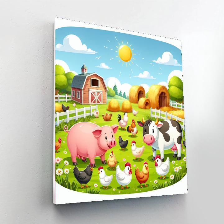 Playful Animal Farm Numbered Painting Kits