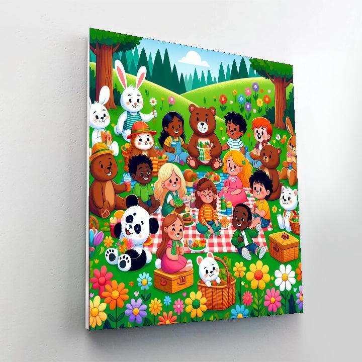 Cuddly Forest Friends Picnic Painting By Numbers Kit