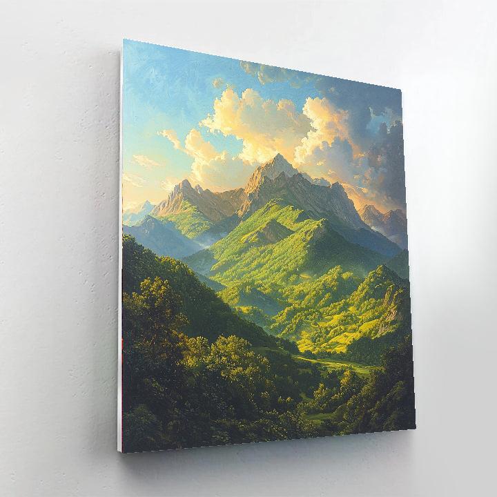 Thomas Cole Inspired Lush Green Mountains  Paint By Numbers Kits