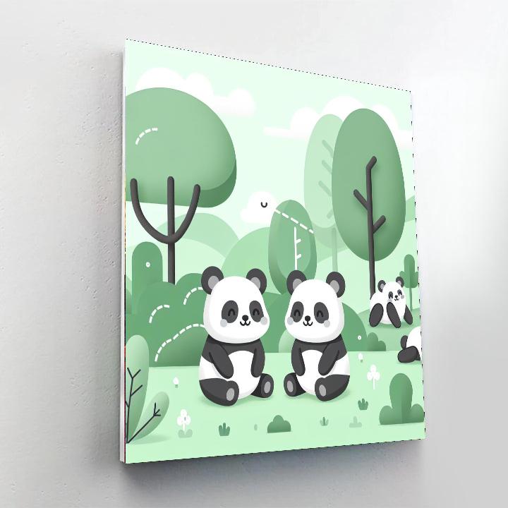 Peaceful Panda Playground Paint By Numbers Art