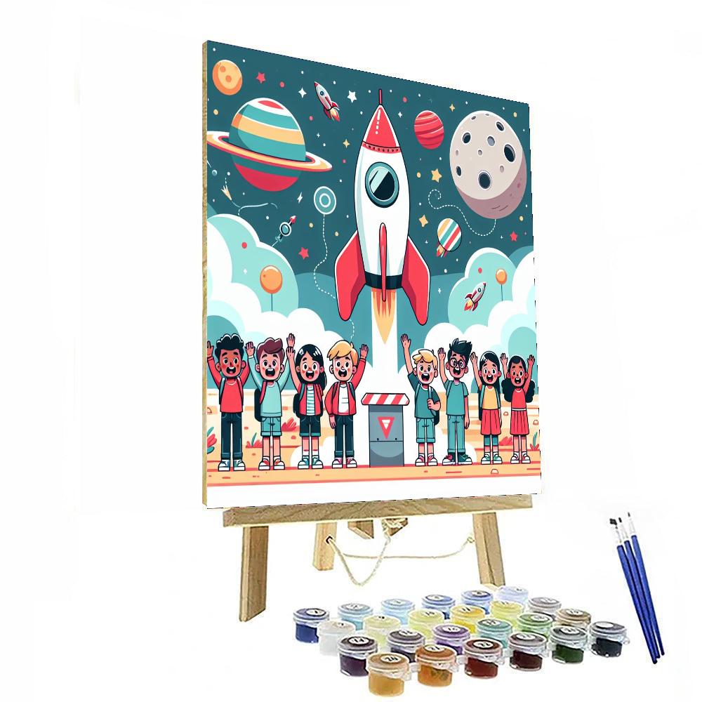 Rocket Launch To Mars Paint By Numbers Art