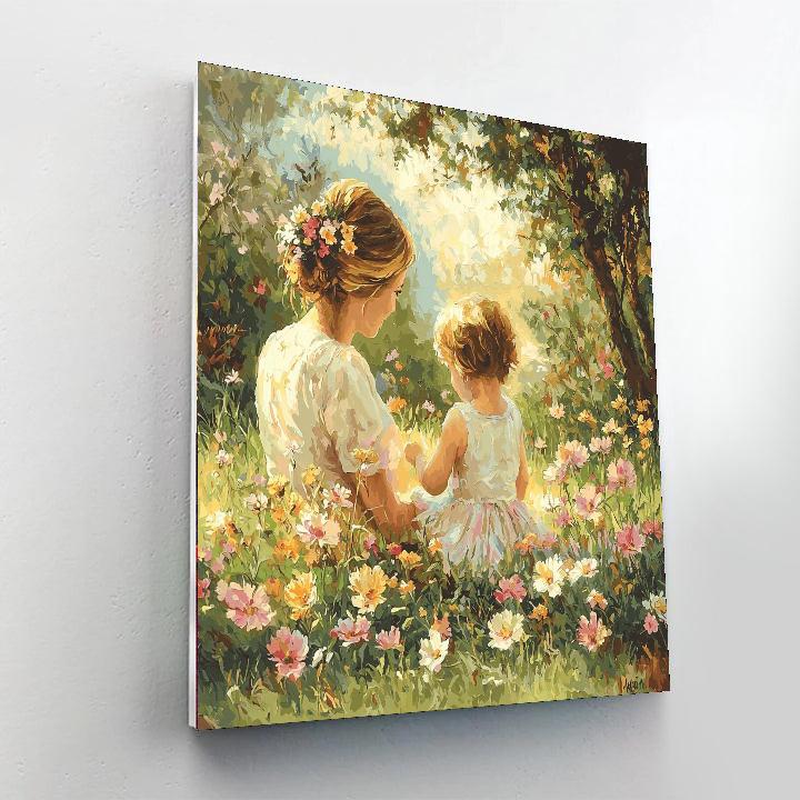 Mom And Me In The Flower Field Paint By Number