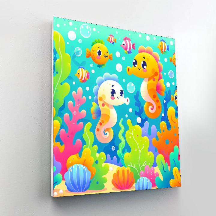 Splashy Seahorses Painting Number Kit