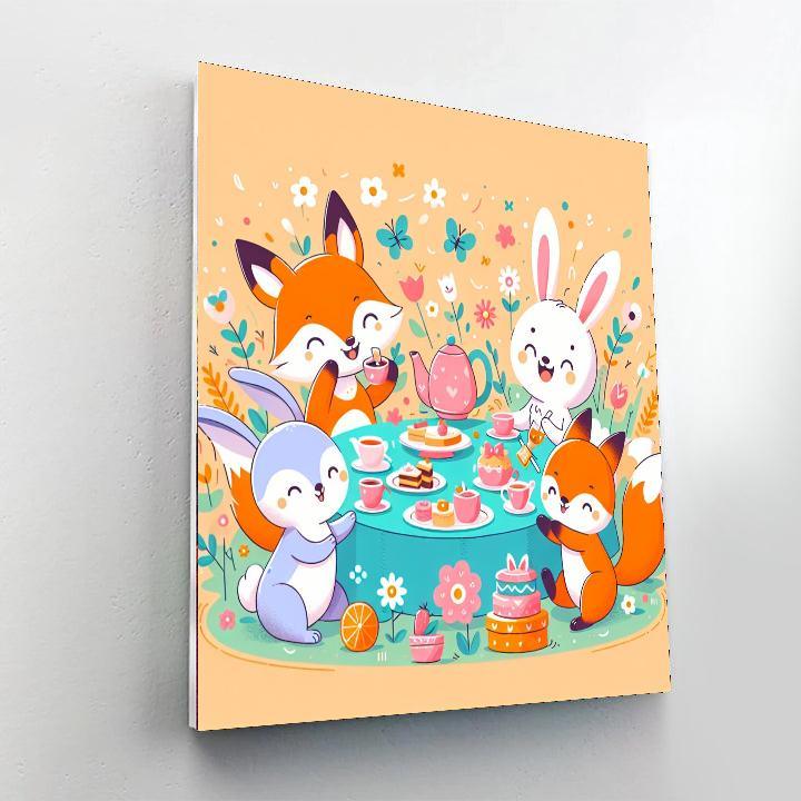 Cute Animal Tea Party Paint By Numbers Kits