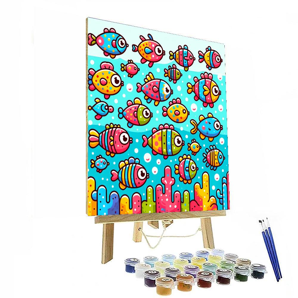 Funky Fish School Number Painting