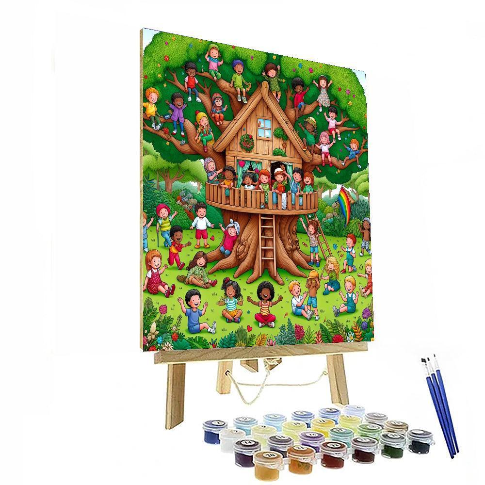 Joyful Treehouse Adventure Number Painting